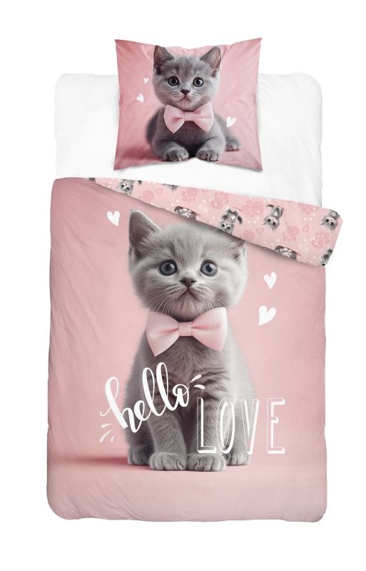 Obliečky Mačiatko hello love 140/200, 70/80