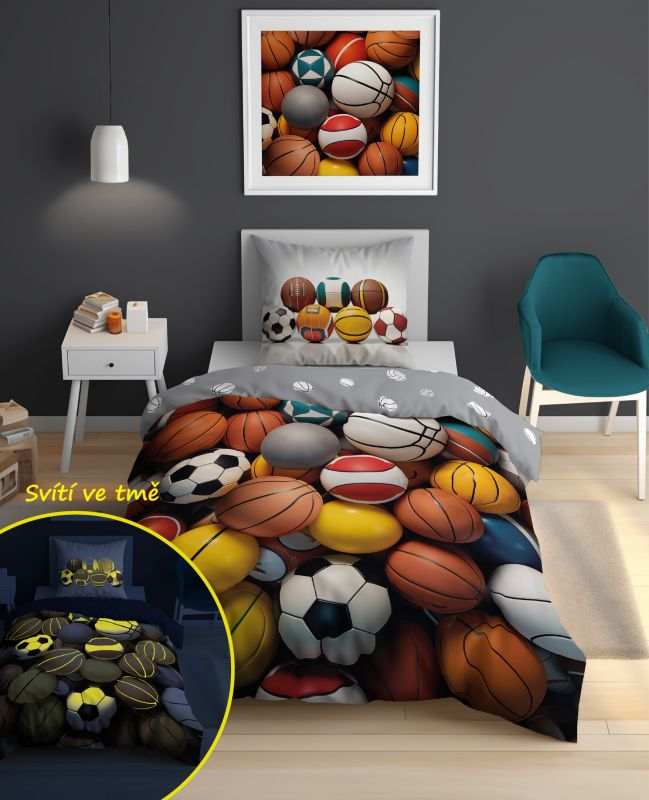 Obliečky Lopty svietiace 140/200, 70/80