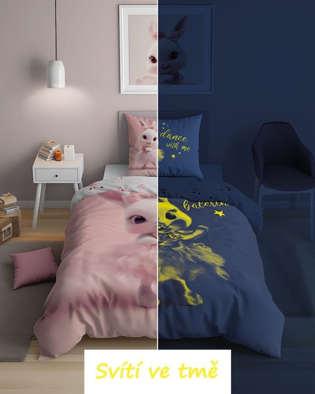 Obliečky Zajačica baletka svietiace 140/200, 70/80