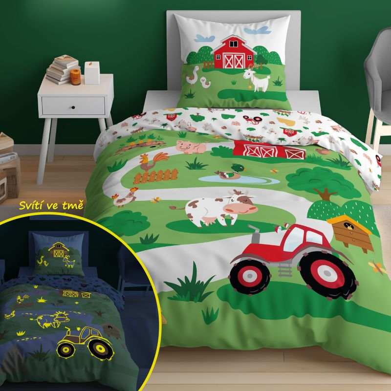 Obliečky Farma na kopci svietiace 140/200, 70/80