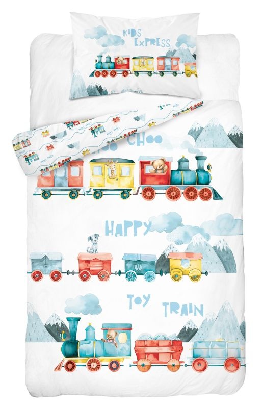 Obliečky do postieľky Vláčiky 100/135, 40/60