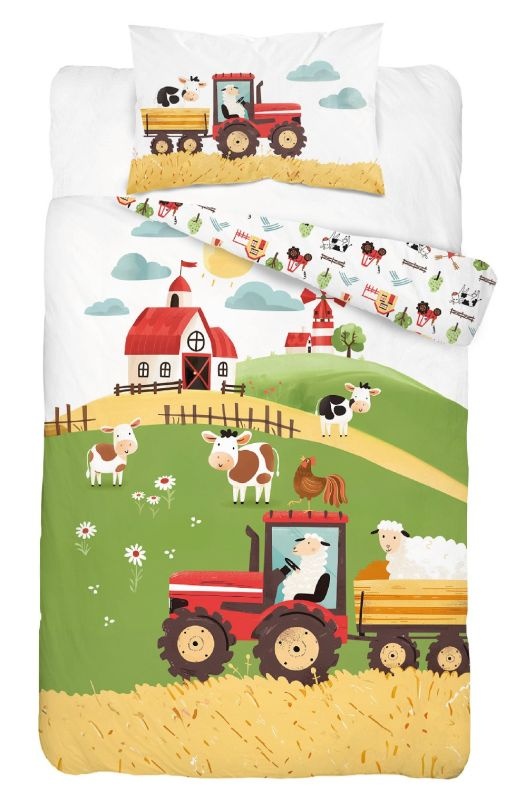 Obliečky do postieľky Farma na kopci červená 100/135, 40/60