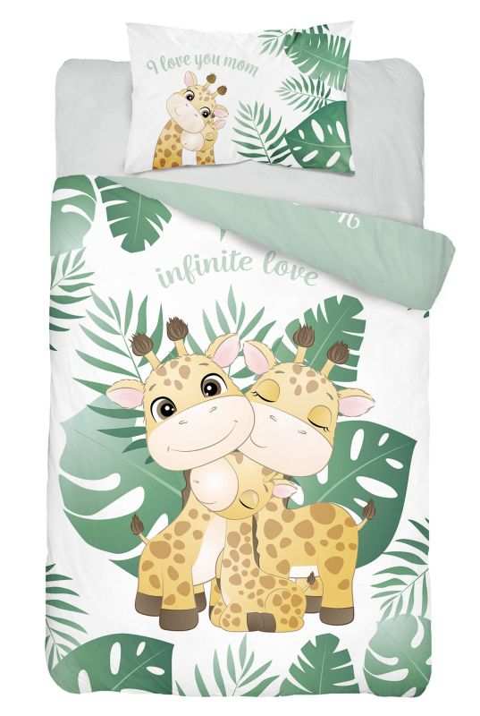 DETEXPOL Obliečky do postieľky Žirafy baby green  Bavlna, 100/135, 40/60 cm
