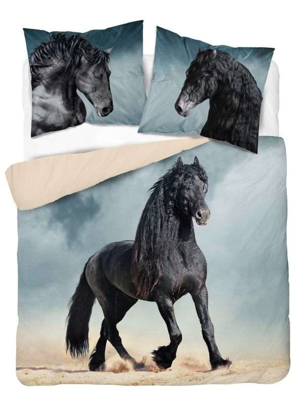 DETEXPOL Francúzske obliečky Black Horse  Bavlna, 220/200, 2x70/80 cm