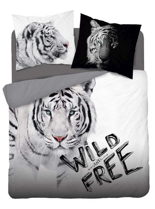 DETEXPOL Francúzske obliečky Biely Tiger Wild Free  Bavlna, 220/200, 2x70/80 cm