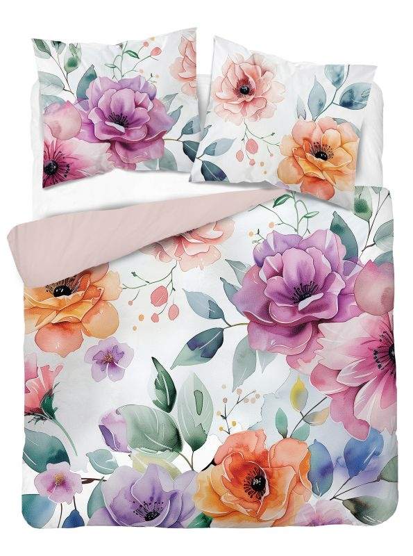Francúzske obliečky 3D Kvety akvarel micro 220/200, 2x70/80