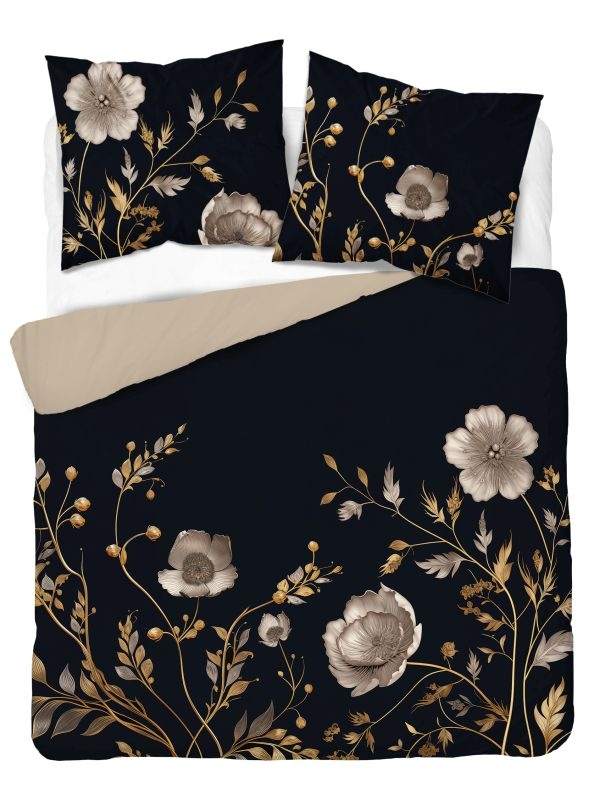 Francúzske obliečky 3D Kvety na čiernom micro 220/200, 2x70/80