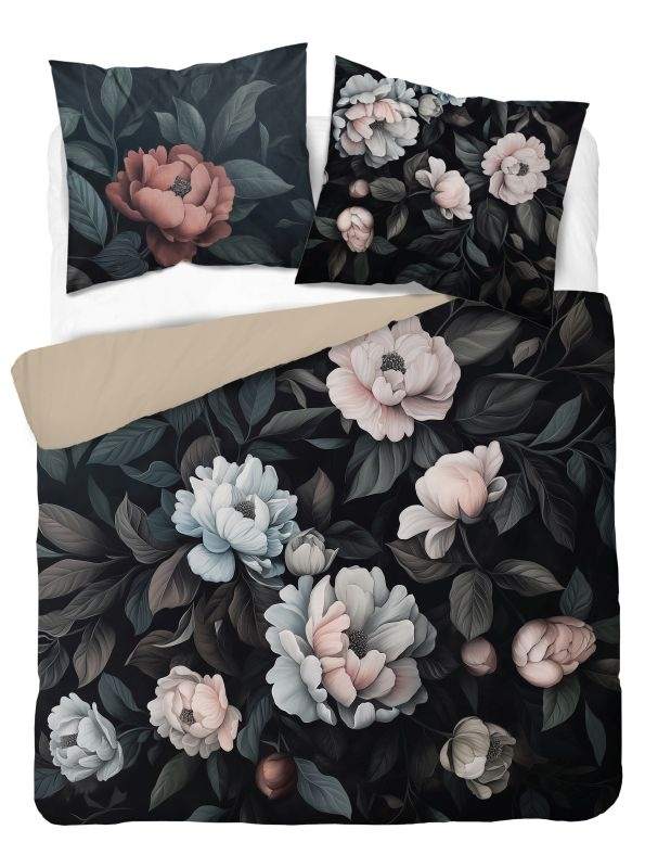 Francúzske obliečky 3D Pivonky na čiernom micro 220/200, 2x70/80