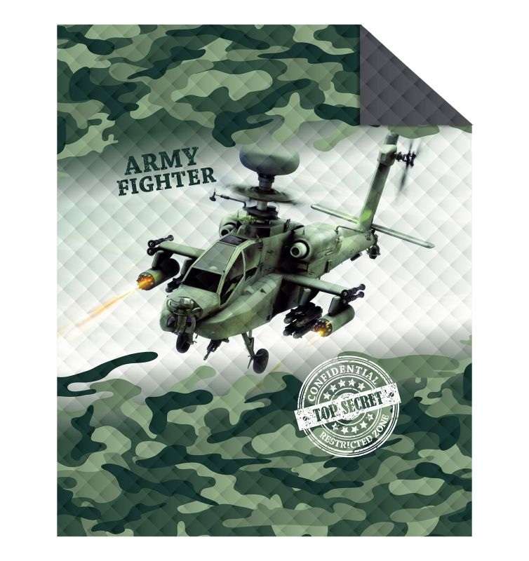 DETEXPOL Prehoz na posteľ Army vrtuľník  Polyester, 170/210 cm