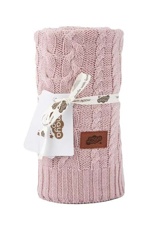 Pletená bavlnená deka do kočíka ružová 80/100