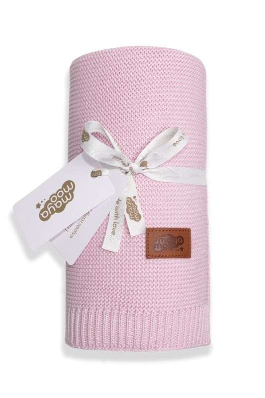 Pletená deka do kočíka bavlna bambus ružová 80/100