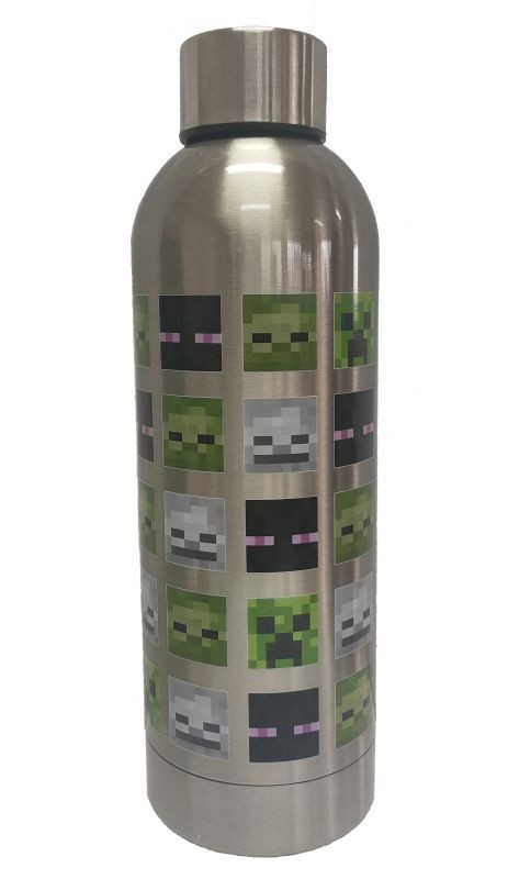 EUROSWAN Nerezová fľaša na pitie Minecraft Silver  Potravinářská nerezová ocel 18/8, 500 ml