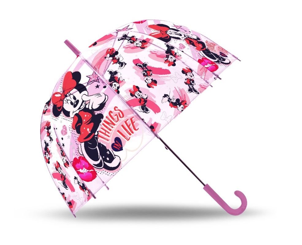 EUROSWAN Vystreľovací priehľadný dáždnik Minnie Life POE, průměr 70 cm