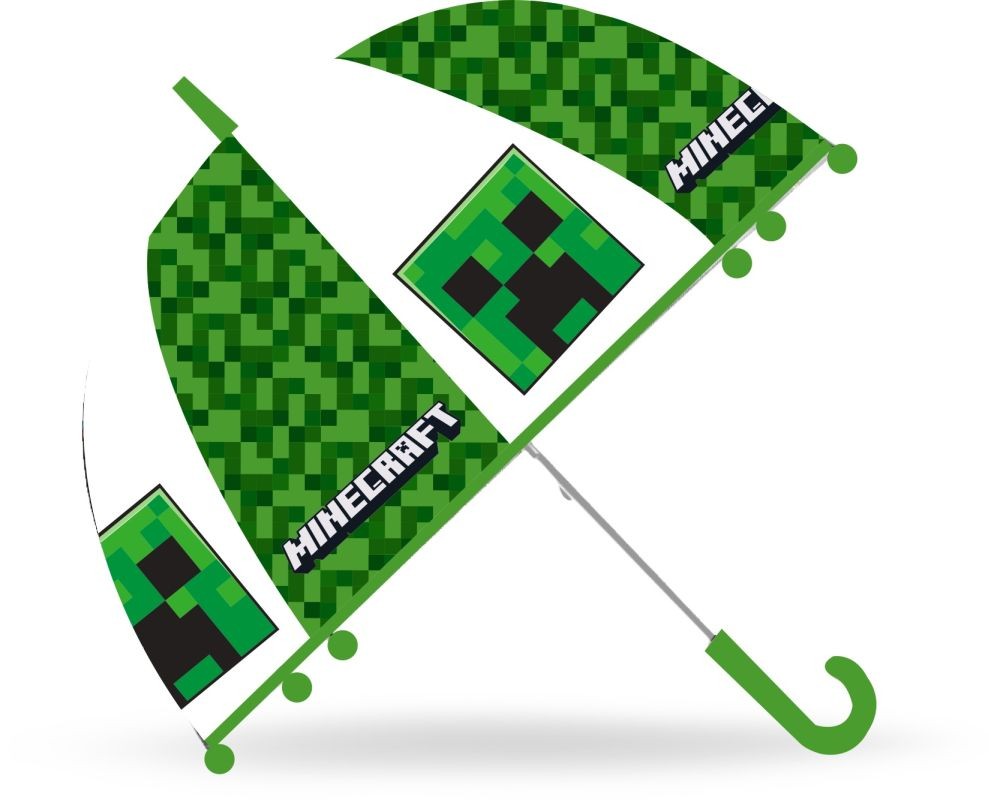 EUROSWAN Priehľadný dáždnik Minecraft Creeper POE, průměr 70 cm