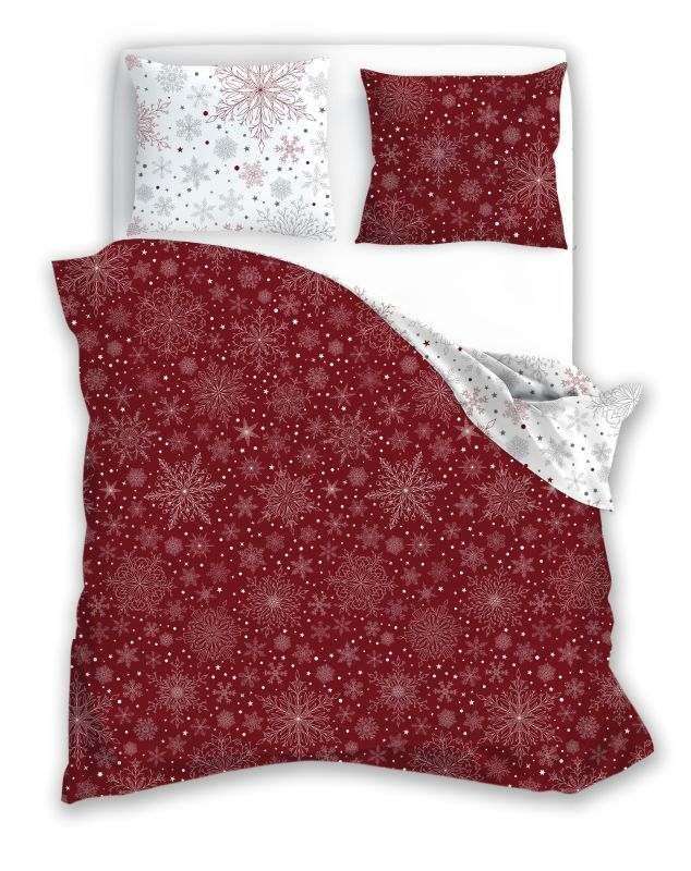 Francúzske Vianočné obliečky Scandic 066 Vločky red 220/200, 2x70/80