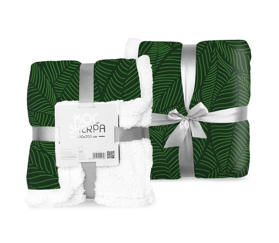 FARO Fleece deka s baránkom listy zelená  Polyester, 150/200 cm