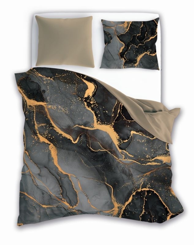 Francúzske obliečky bavlnený satén Minerál Black 220/200, 2x70/80