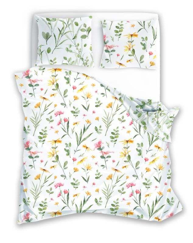 Obliečky bavlnený satén Milagro Verde 02 Lúka 140/200, 70/90