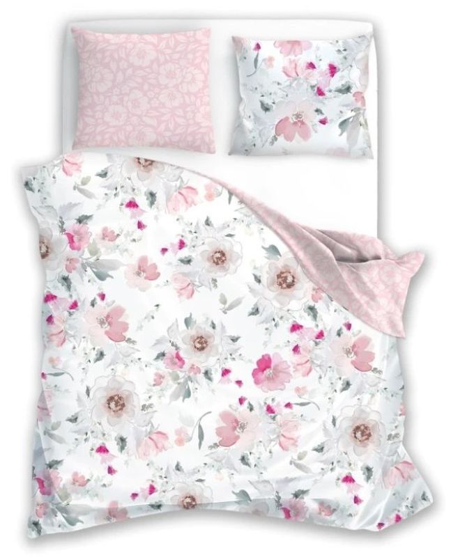 Obliečky bavlnený satén Milagro Verde 03 Jemné Kvety 140/200, 70/90