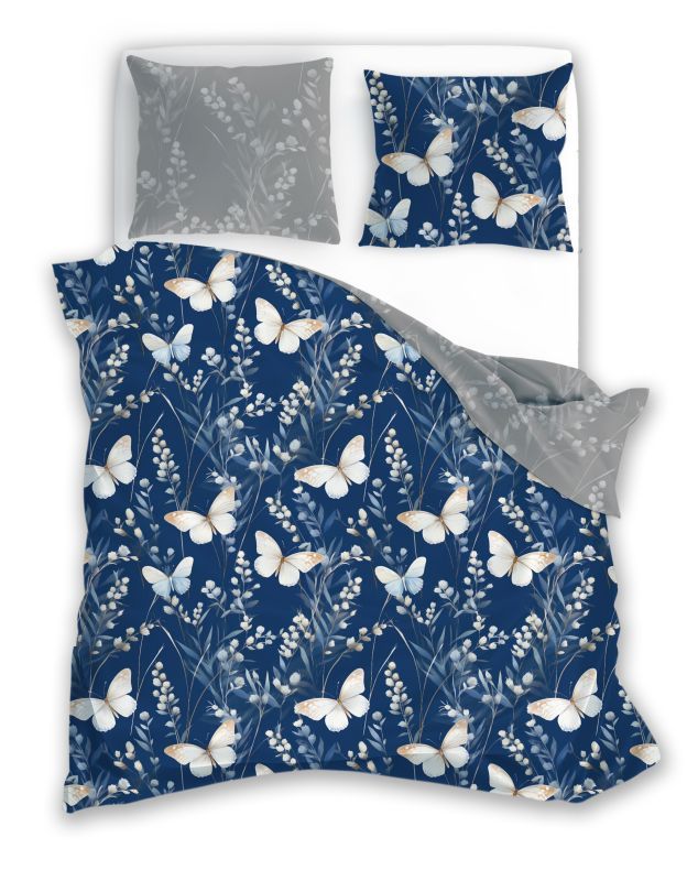 Obliečky Motýlikovia na modrej 140/200, 70/90