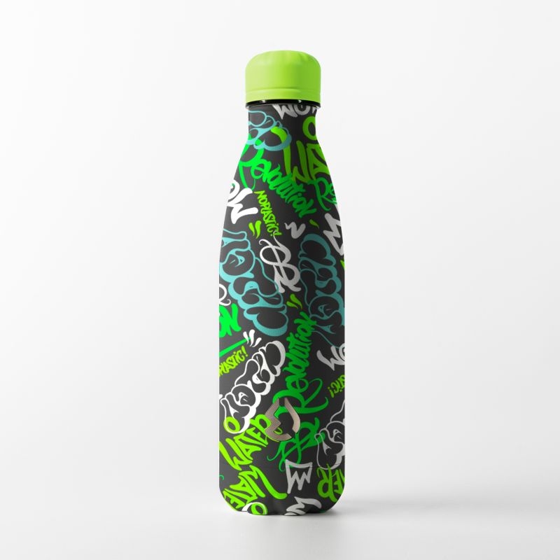 Water Revolution Nerezová Termo fľaša na pitie Fashion Graffiti zelená  Potravinářská nerezová ocel 18/8, 500 ml