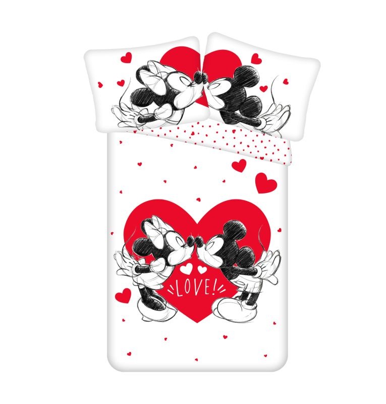 JERRY FABRICS Obliečky Mickey a Minnie Love 05 Bavlna, 140/200, 70/90 cm