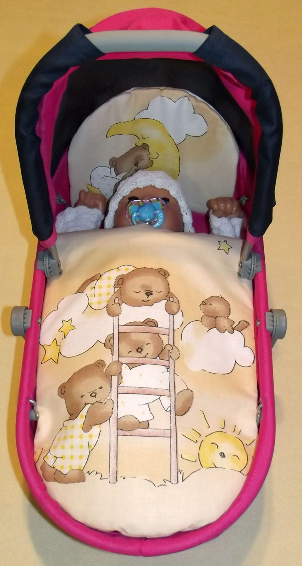 Perinky do kočíka pre bábiky Medvedíky na rebríku krémová