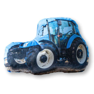 Tvarovaný mikroplyšový vankúšik Traktor modrý