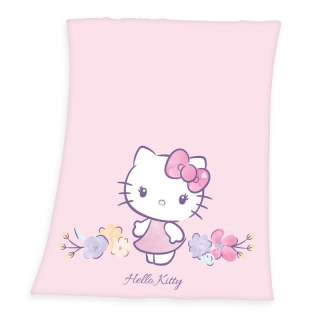 Fleece deka Hello Kitty kvety 130/160