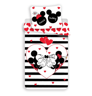 Obliečky Mickey a Minnie stripes 140/200, 70/90