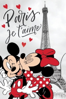 Fleece deka Mickey a Minnie Paríž Eiffelova veža 100/150